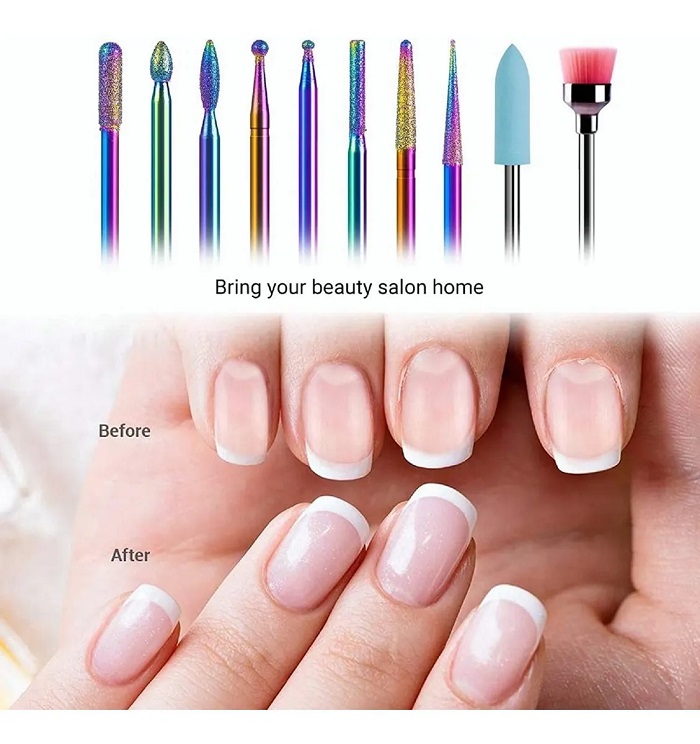 10 Piezas Brocas Para Uñas Limpiador De Cutículas Taladro 