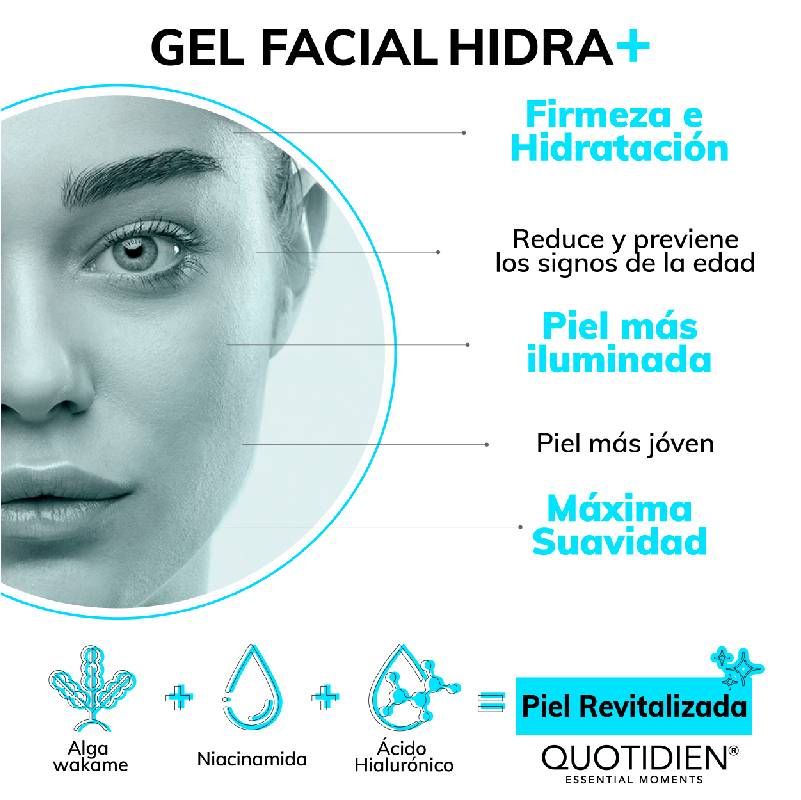 Gel Hidratante con Acido Hialuronico y Niacinanamida Skin Care Crema Facial Quotidien 50ml
