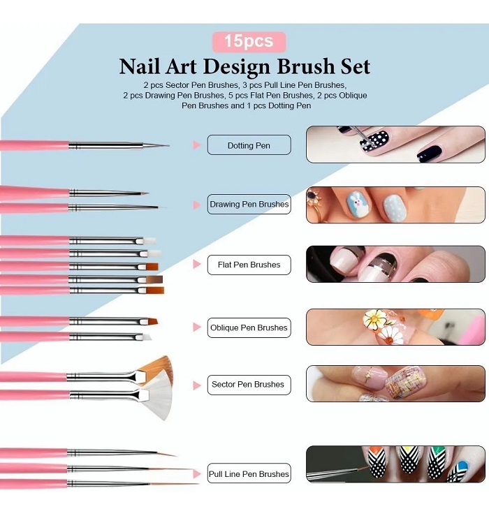 Kit De Arte De Uñas, Pinceles Decorar Manicura Decoración