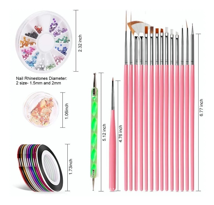 Kit De Arte De Uñas, Pinceles Decorar Manicura Decoración