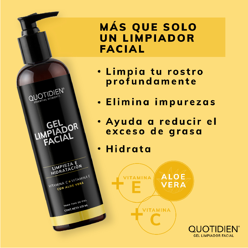 Gel Limpiador con Vitamina C + Aloe Vera Skin Care Facial Quotidien 235ml