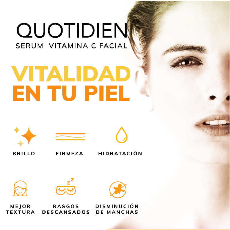 Serum Vitamina C + Acido Hialuronico Skin Care Suero Facial Quotidien 30ml