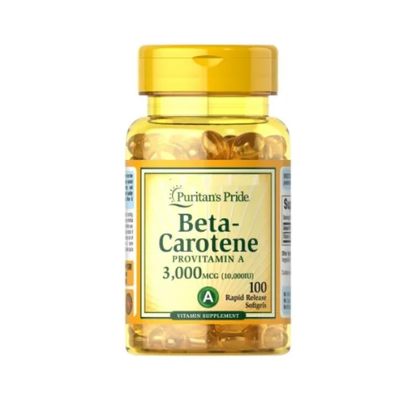 Beta Caroteno Pro Vitamina A 100 Caps 3,000 Mcg 10,000 UI Puritan's Pride