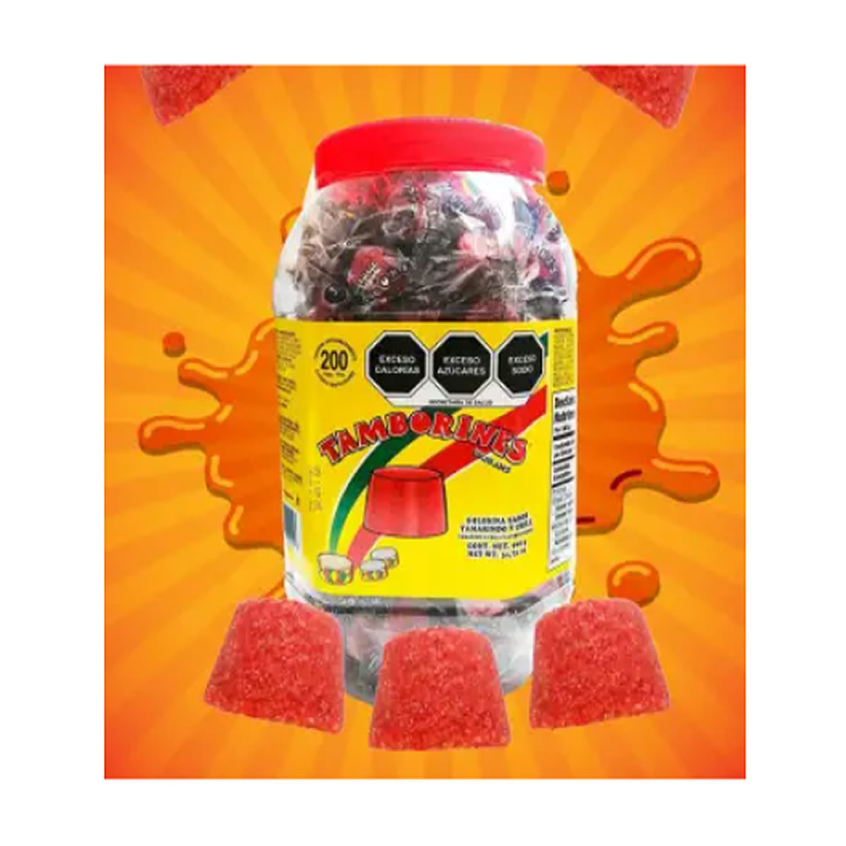 Golosina Tamborines Enchilados Vitrolero 200 pzas