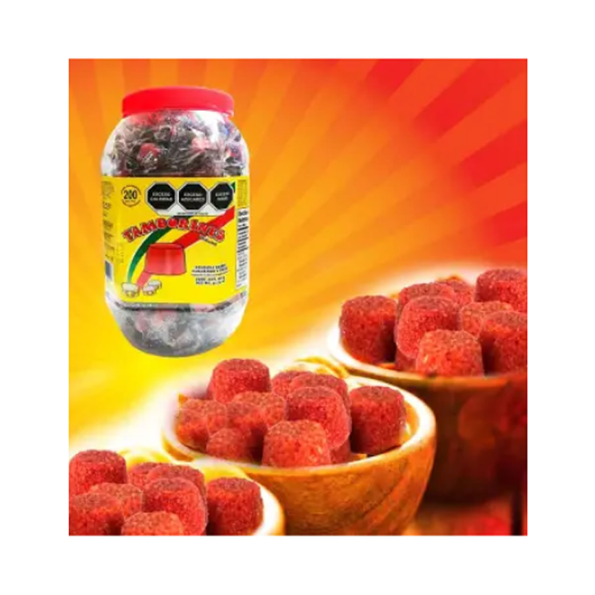 Golosina Tamborines Enchilados Vitrolero 200 pzas