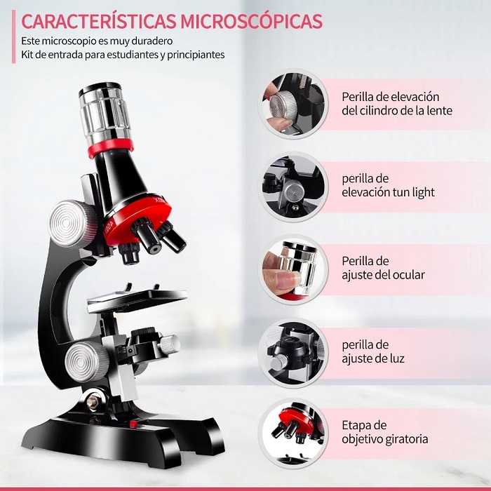 Microscopio Educativo Hd Infantil Biología 1200x Ajustable