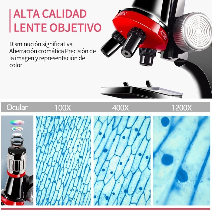 Microscopio Educativo Hd Infantil Biología 1200x Ajustable