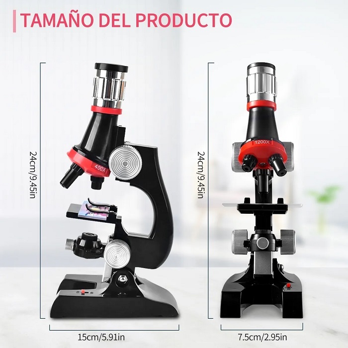 Microscopio Educativo Hd Infantil Biología 1200x Ajustable