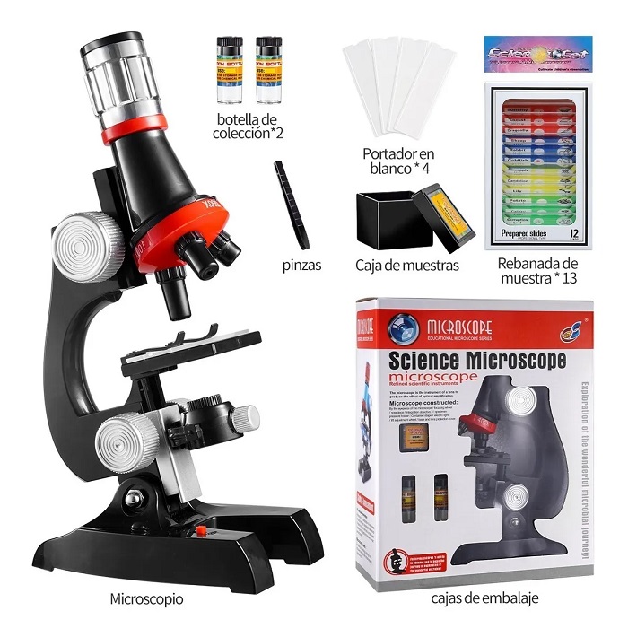 Microscopio Educativo Hd Infantil Biología 1200x Ajustable