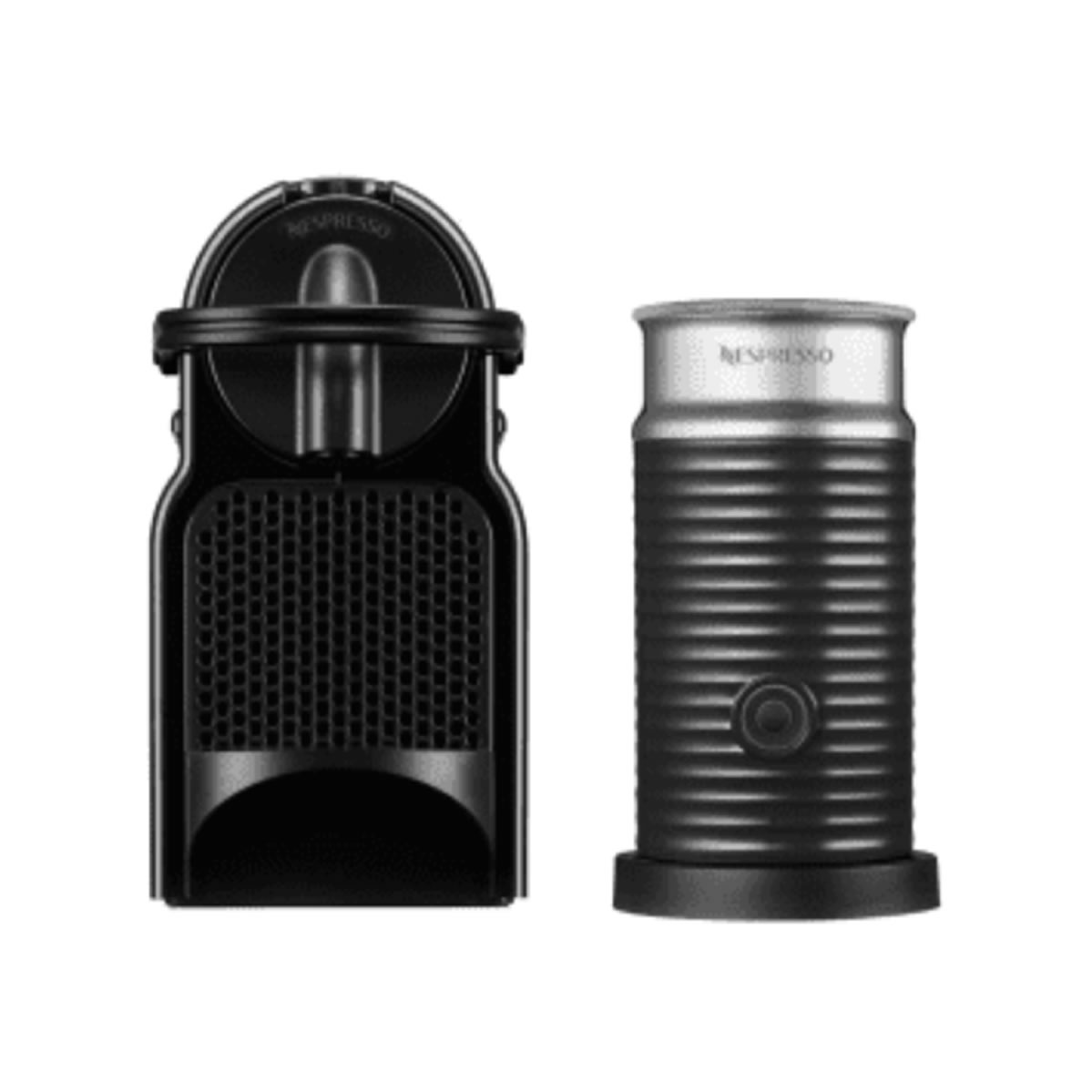 Cafetera Nespresso Inissia Black+Aeroccino 3+14 Cápsulas