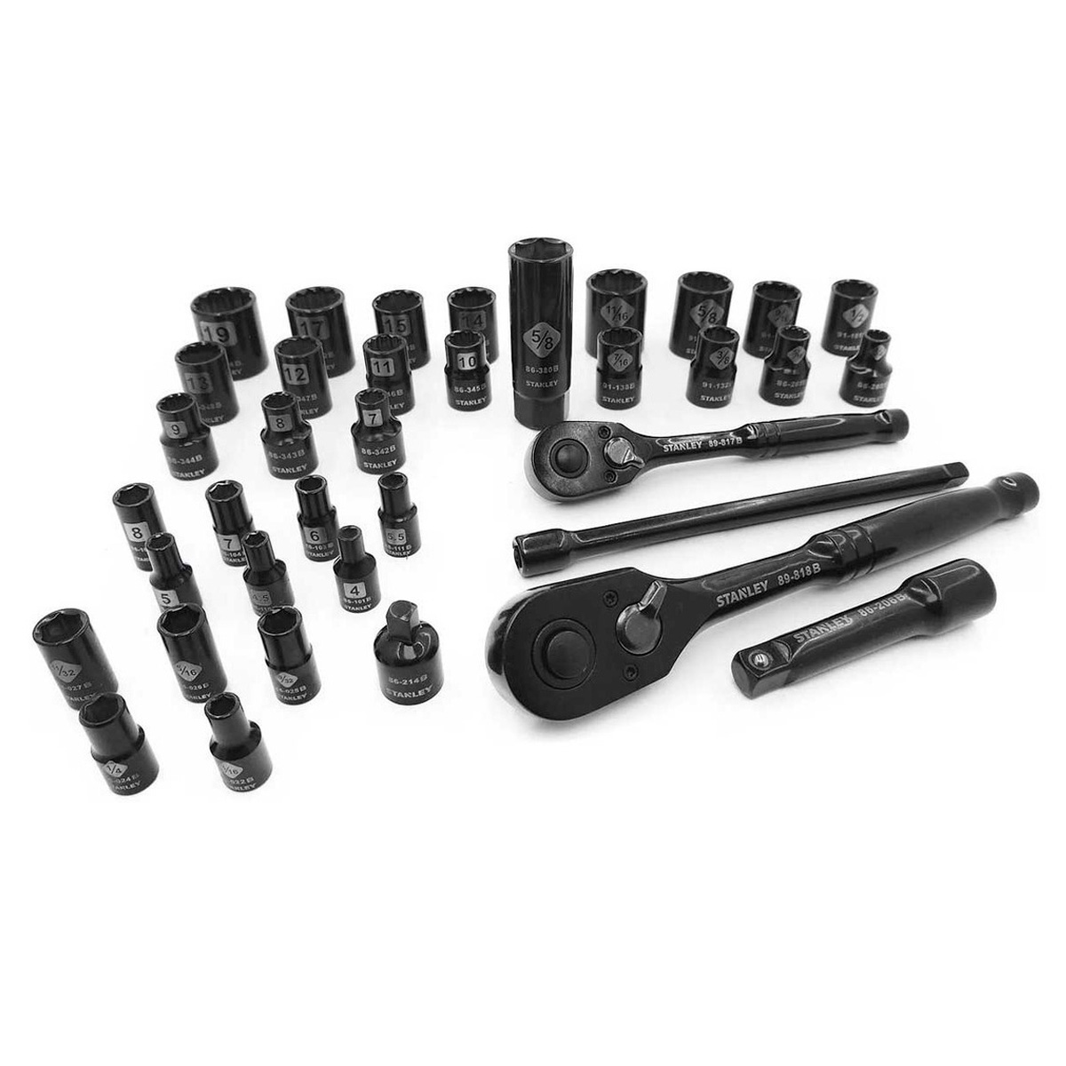 Autocle 3/8-1/4" 37 Pz Estandar y Milimetrica Cromo Negro 87320 Stanley