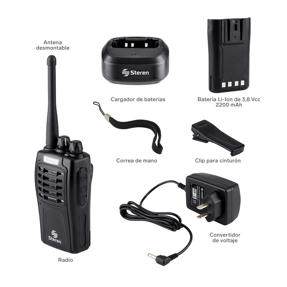 Radio Intercomunicador Profesional 5 Km De Alcance 3 Watts UHF Steren RAD-510