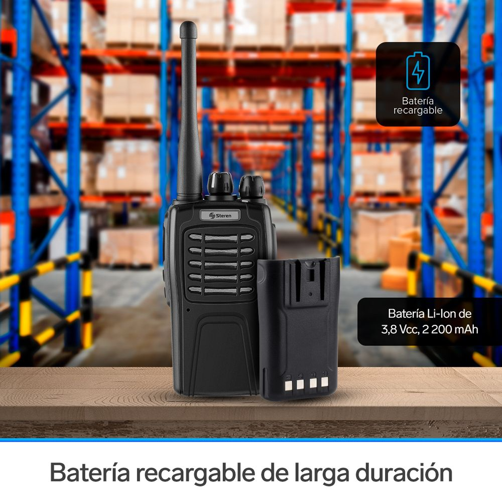 Radio Intercomunicador Profesional 5 Km De Alcance 3 Watts UHF Steren RAD-510