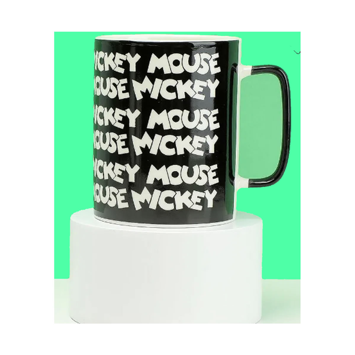Taza con Letras Disney Mickey Mouse Cerámica Negra 410 ml.