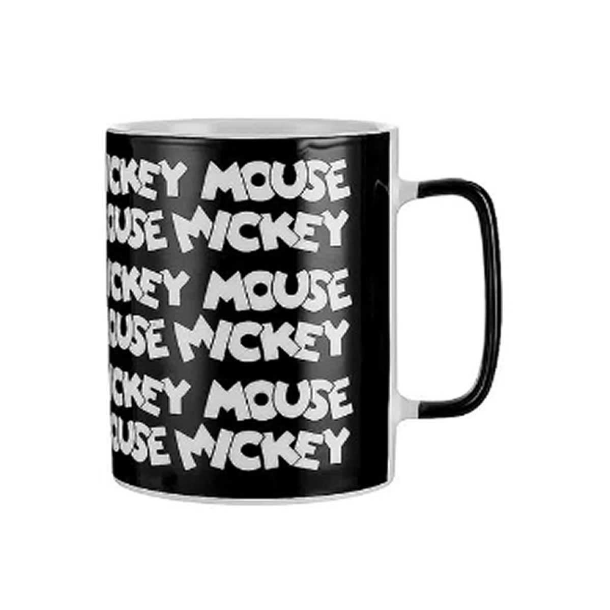 Taza con Letras Disney Mickey Mouse Cerámica Negra 410 ml.