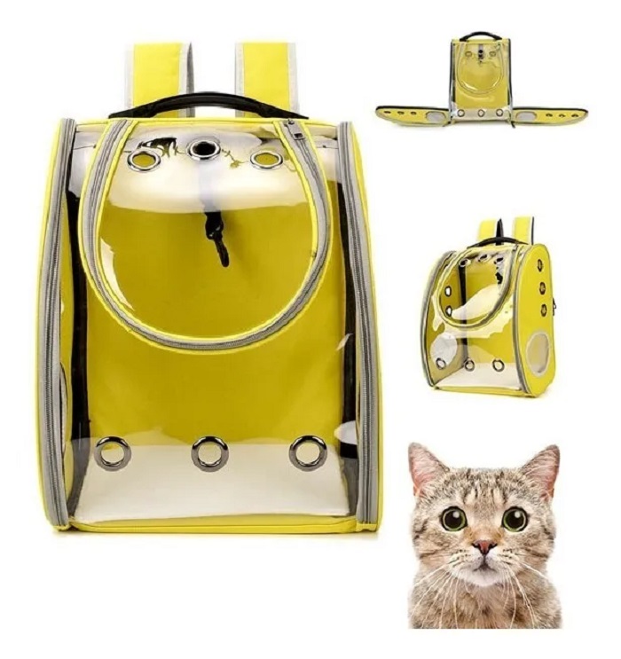 Mochila De Viaje Transpirable Para Perros Y Gatos Amarilla