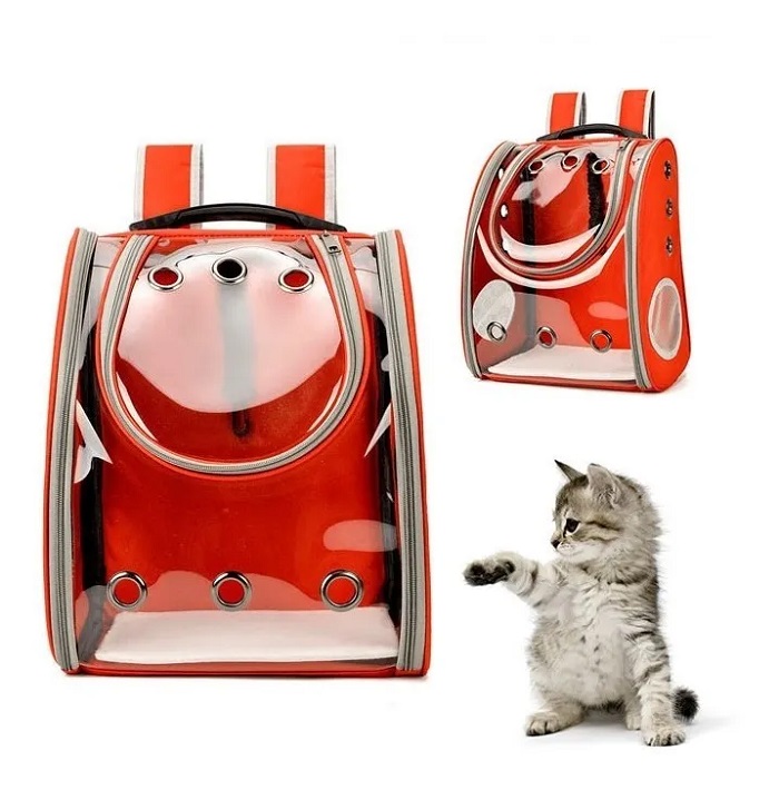 Mochila De Viaje Transpirable Para Perros Y Gatos Roja