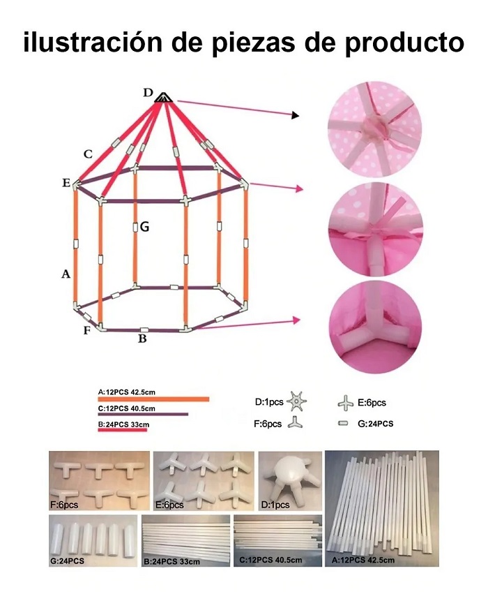Castillo Princesa Casita De Hadas Tienda Rosa Niña 140x135cm