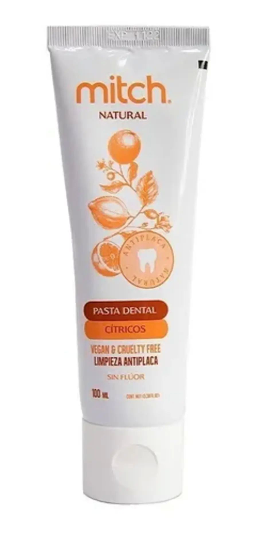 Pasta Dental Mitch Premium Cítricos 100ml Sin Flúor Vegan