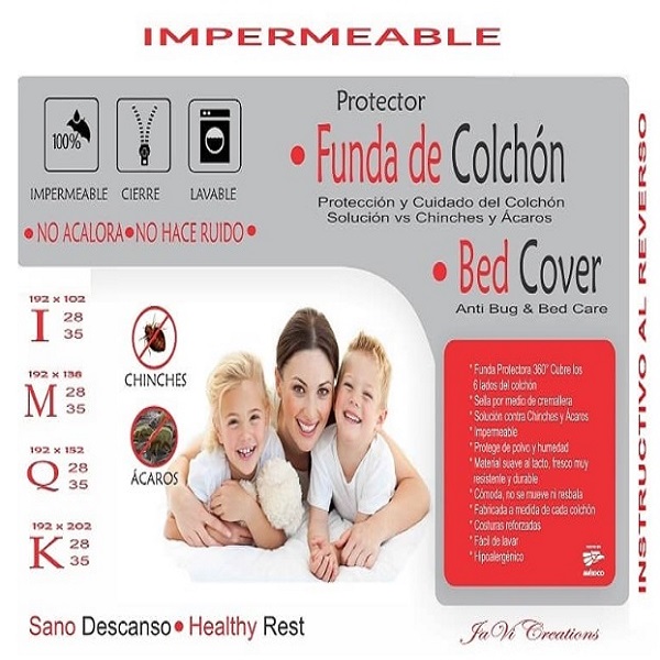 Funda Colchón King Size impermeable Anti Chinches 192x202x28