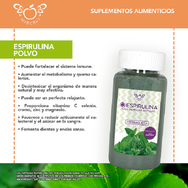ALGA ESPIRULINA EN POLVO BY MCBERRY