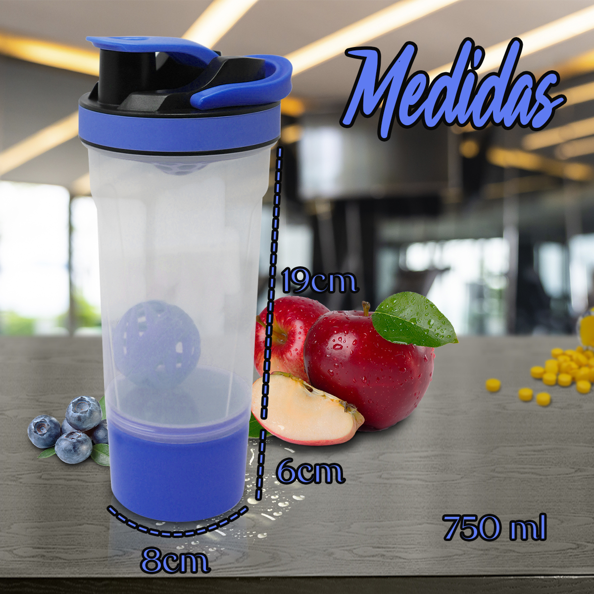 Vaso Shaker Para Proteína Cilindro Agitador Gym Mezcla