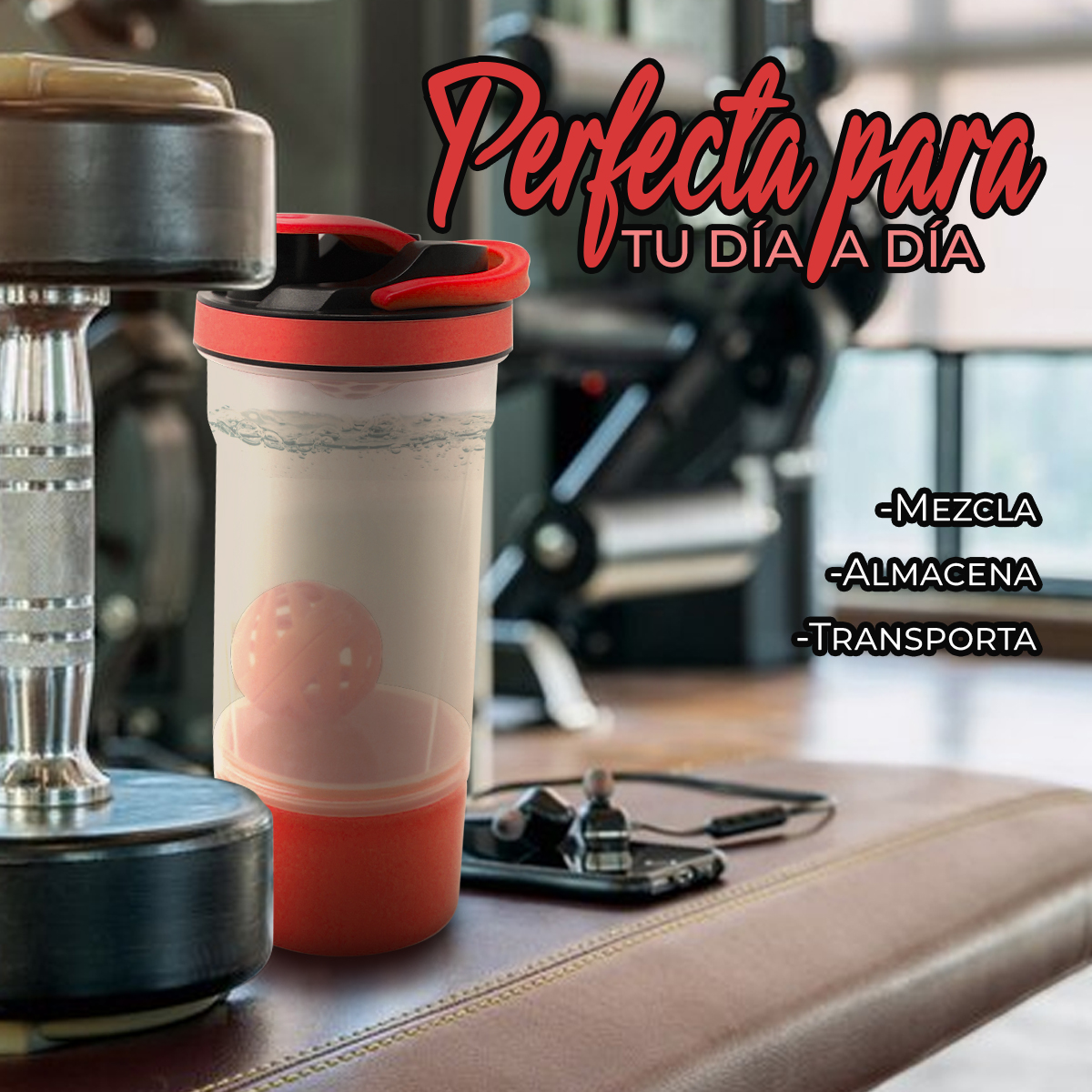 Vaso Shaker Para Proteína Cilindro Agitador Gym Mezcla