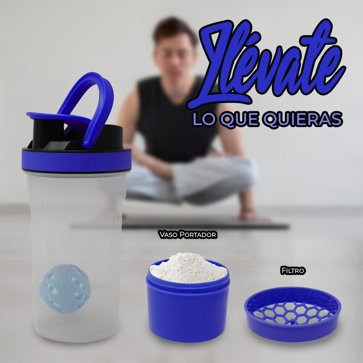 Vaso Shaker Para Proteína Cilindro Agitador Gym Mezcla