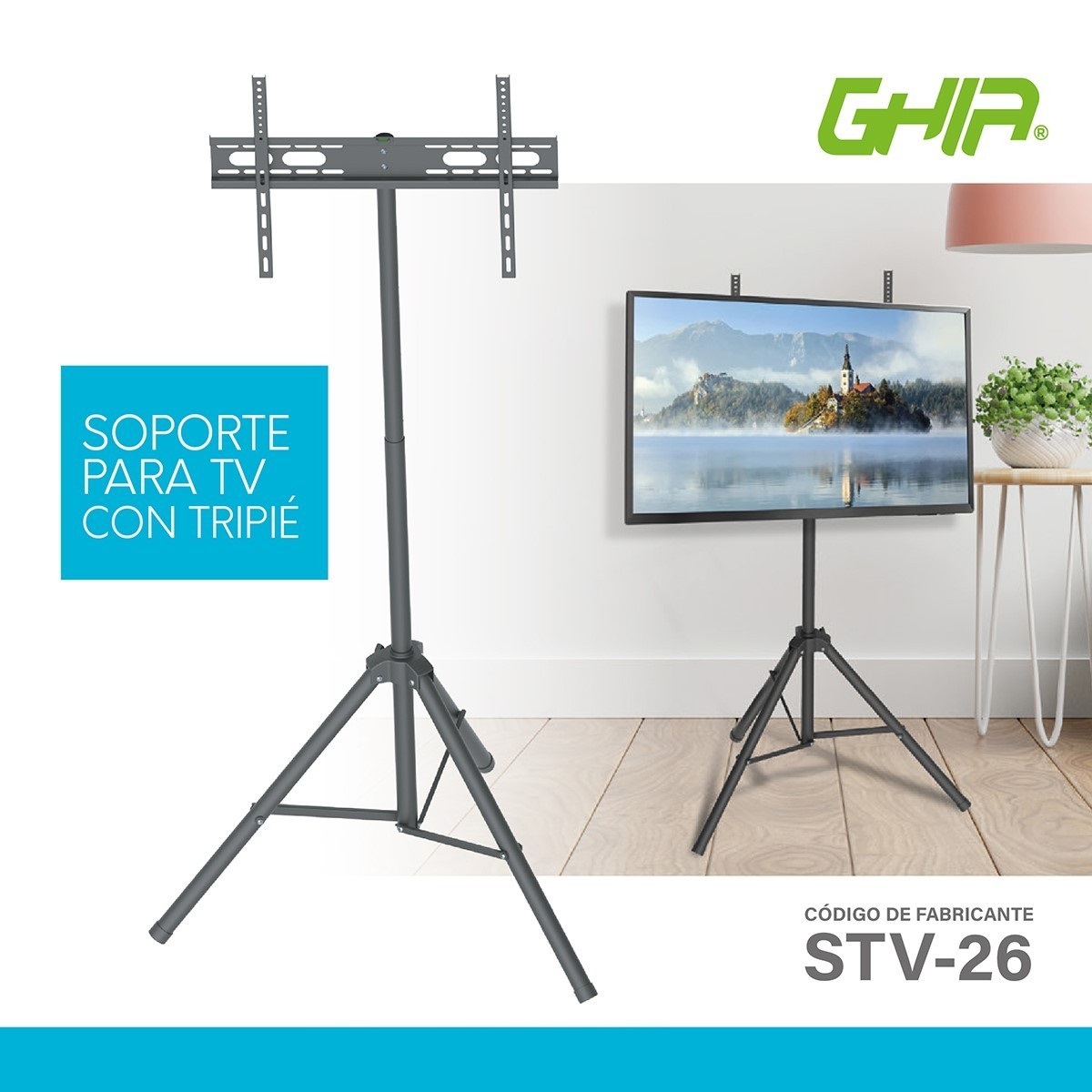 Soporte televisión trípode GHIA STV-26 Compatible pantallas de 32 a 70 pulgadas Soporta hasta 25kg