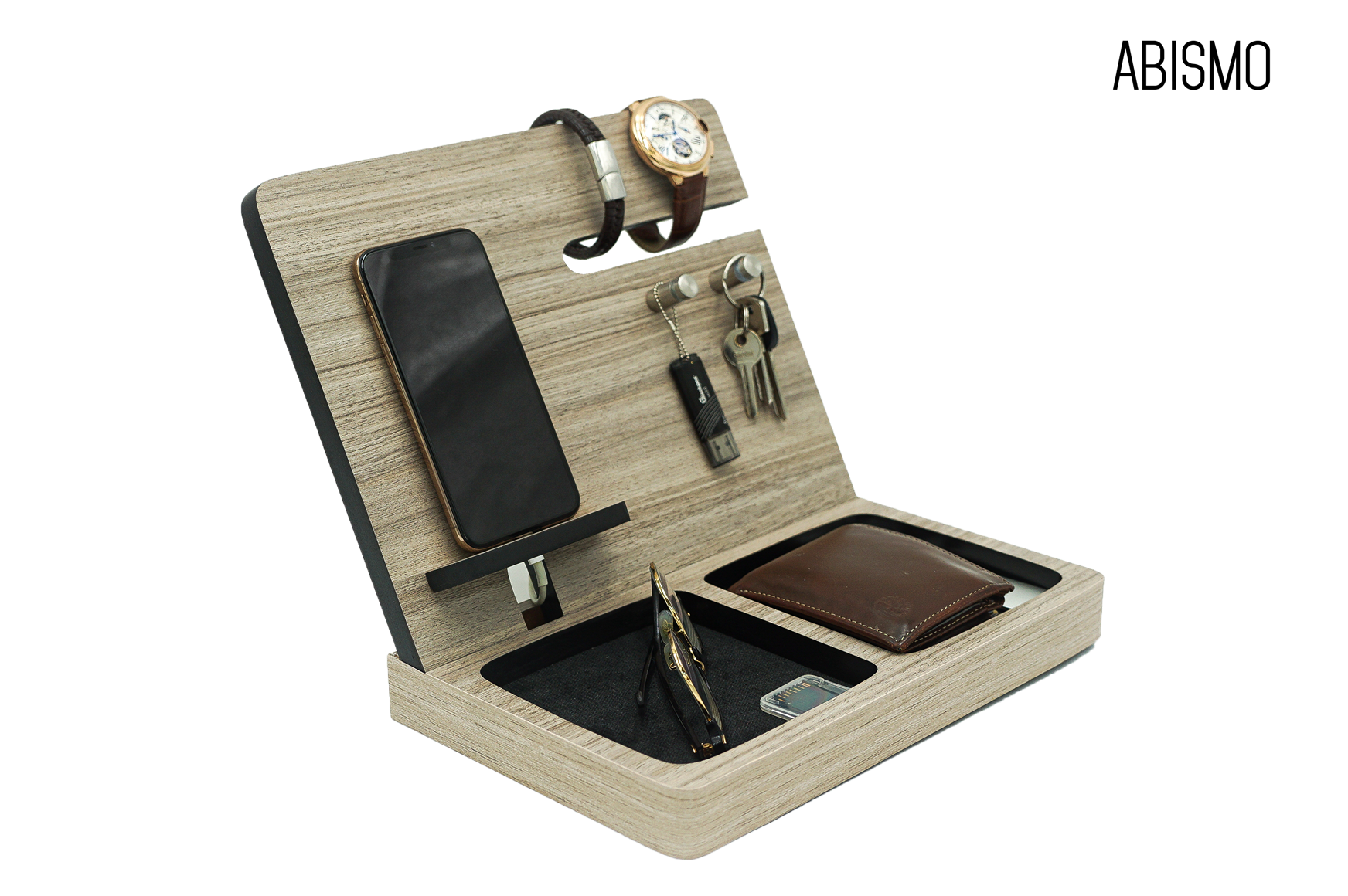 Regalo para Hombre y Mujer Organizador Celular Relojes Llaves Cartera Estación de Carga Regalo Cumpleaños Papá Buro y Escritorio Regalo San Valentín