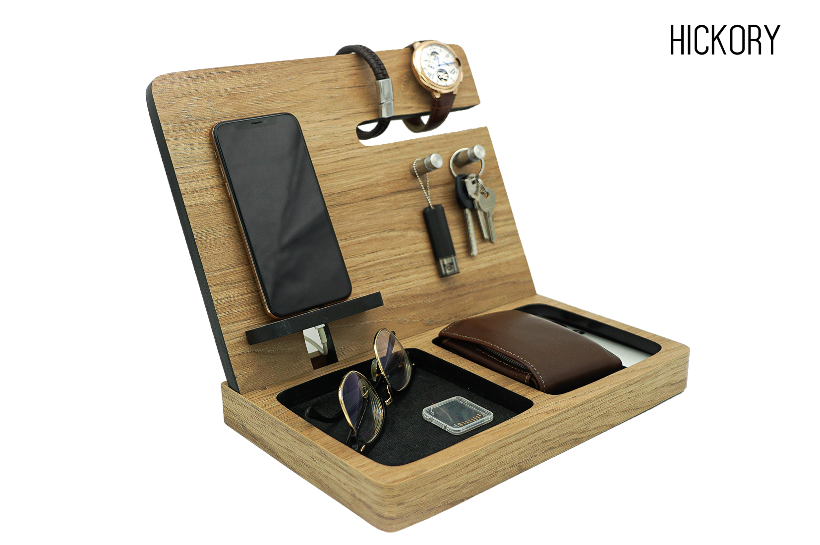 Regalo para Hombre y Mujer Organizador Celular Relojes Llaves Cartera Estación de Carga Regalo Cumpleaños Papá Buro y Escritorio Regalo San Valentín