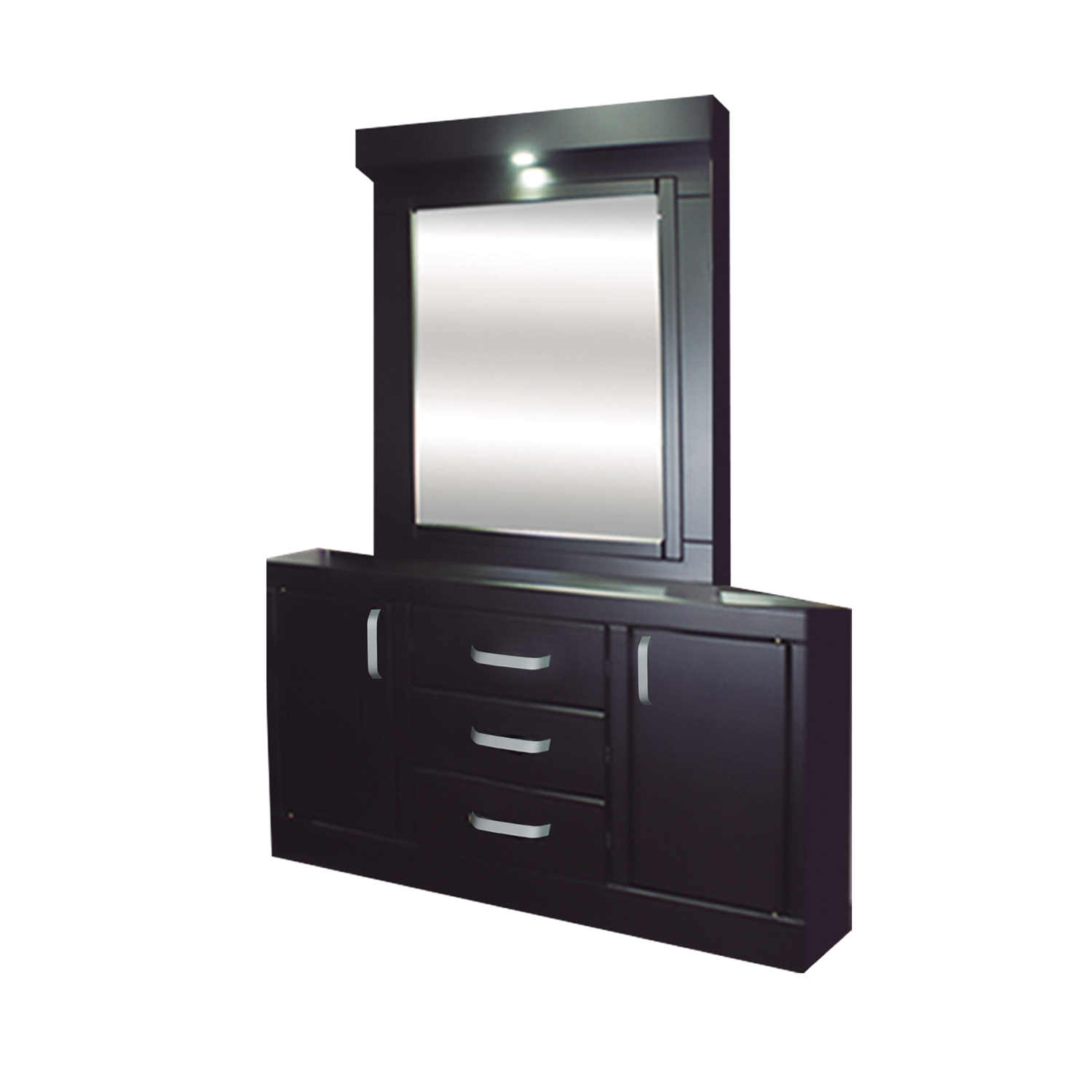 Tocador reinicia 21 muebles 3 cajones 2 puertas luna con iluminación led Monaco.