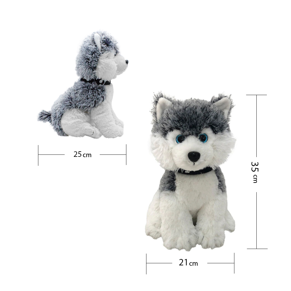 Perro Perrito Cachorro Husky De Peluche Gris Grande Juguete Infantil Ultra Suave 35 cm Altura Ojos Glitter Brillosos