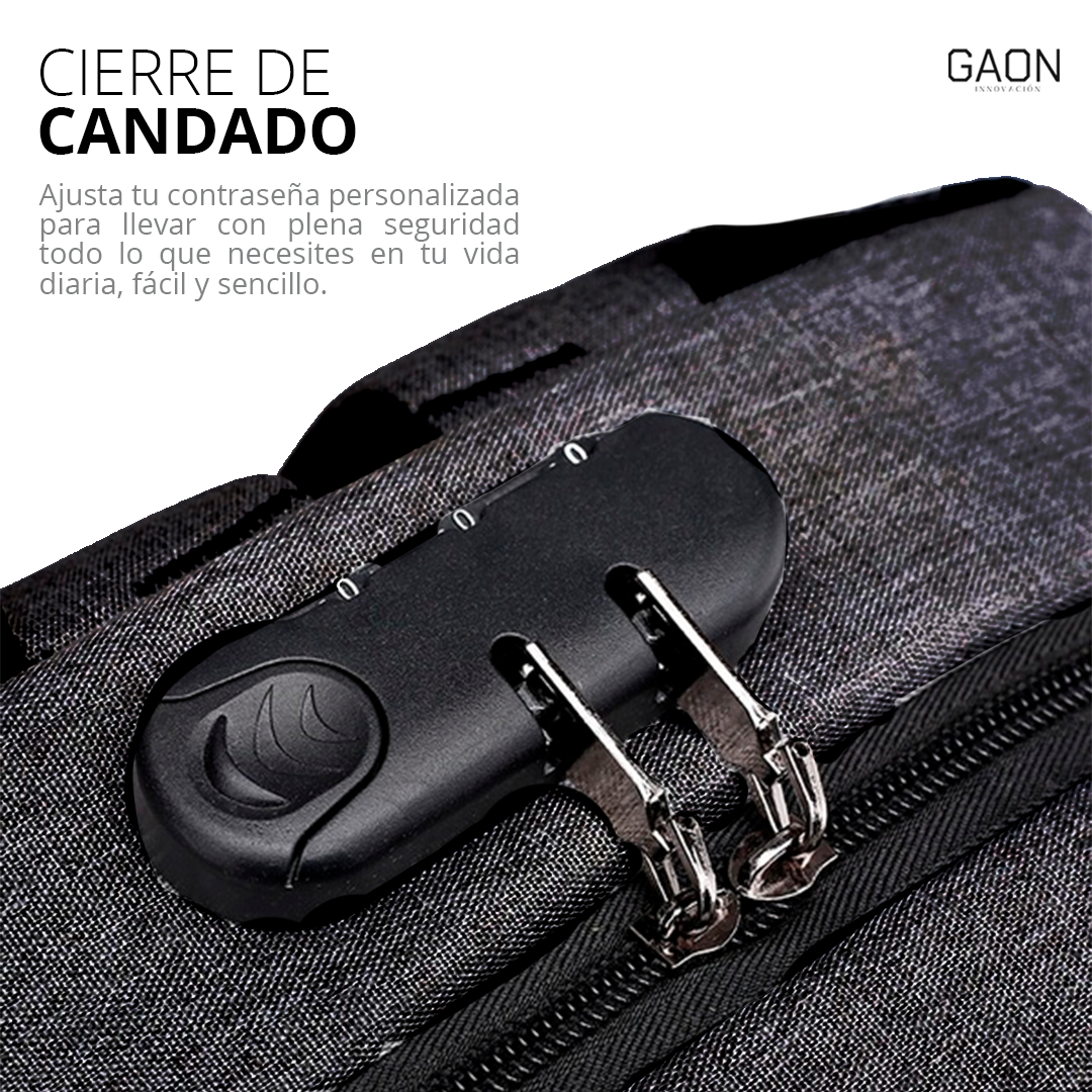 Mochila Antirrobos Negra Para Laptop Backpack Candado Cargador Usb