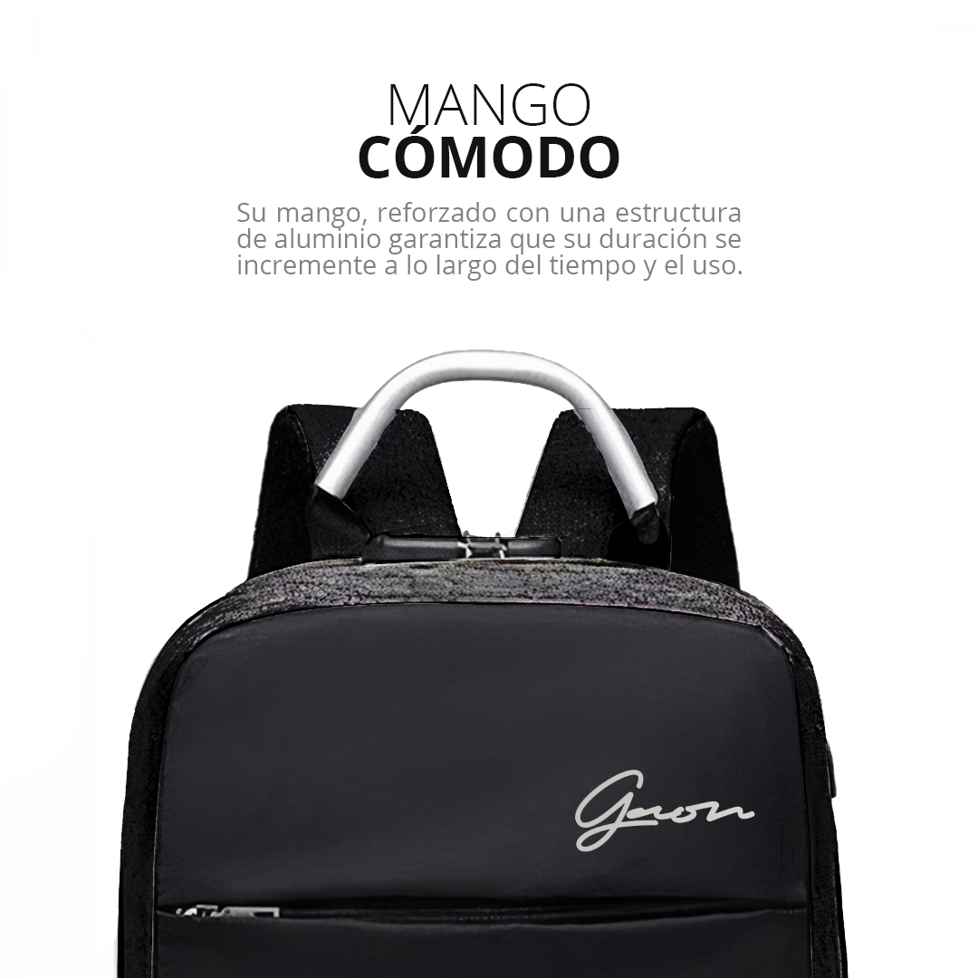 Mochila Antirrobos Negra Para Laptop Backpack Candado Cargador Usb