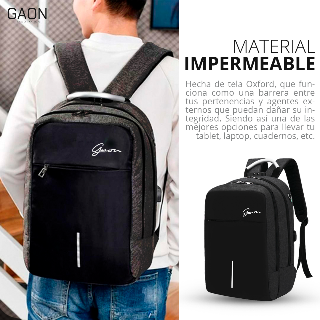 Mochila Antirrobos Negra Para Laptop Backpack Candado Cargador Usb