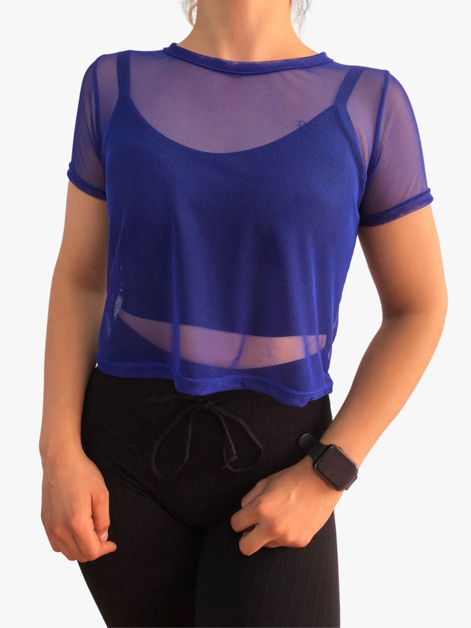 Blusa Transparencia Camiseta Manga Corta Malla Mesh