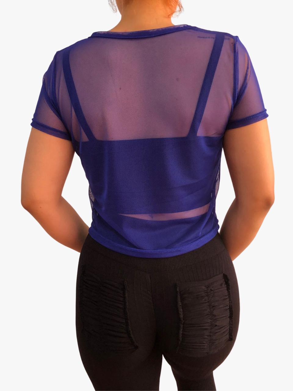 Blusa Transparencia Camiseta Manga Corta Malla Mesh
