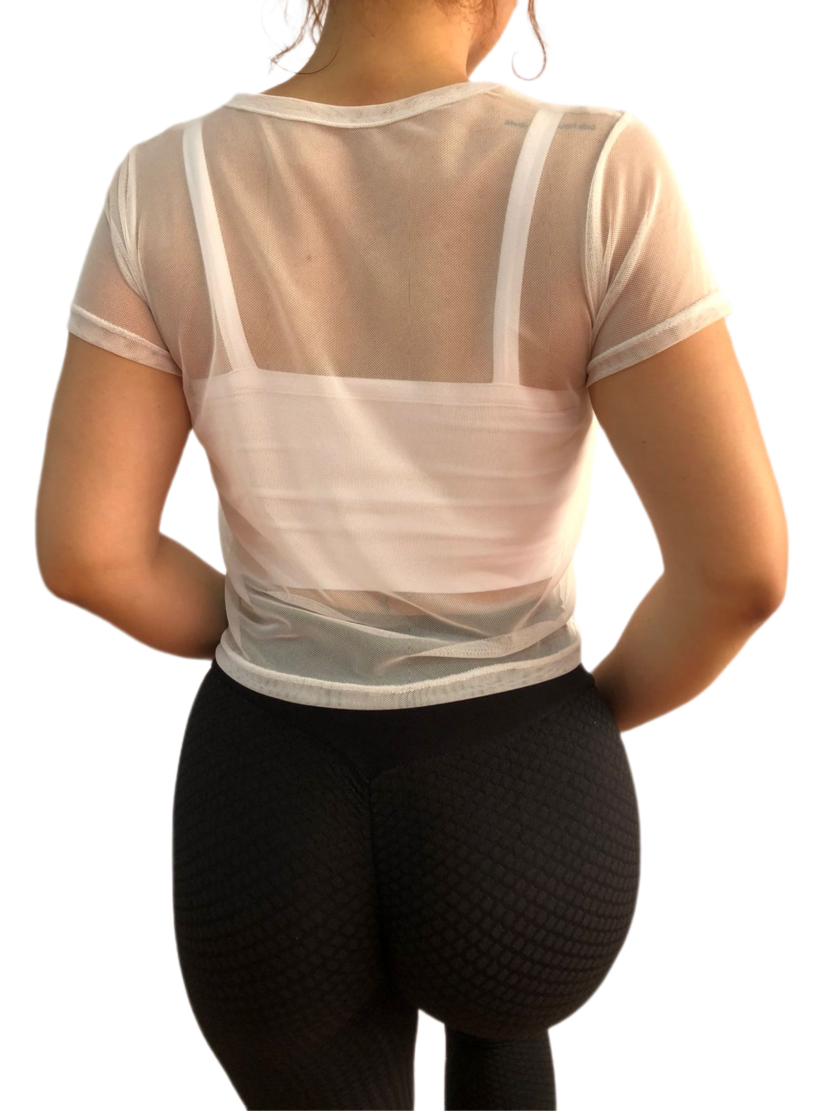 Blusa Transparencia Camiseta Manga Corta Malla Mesh