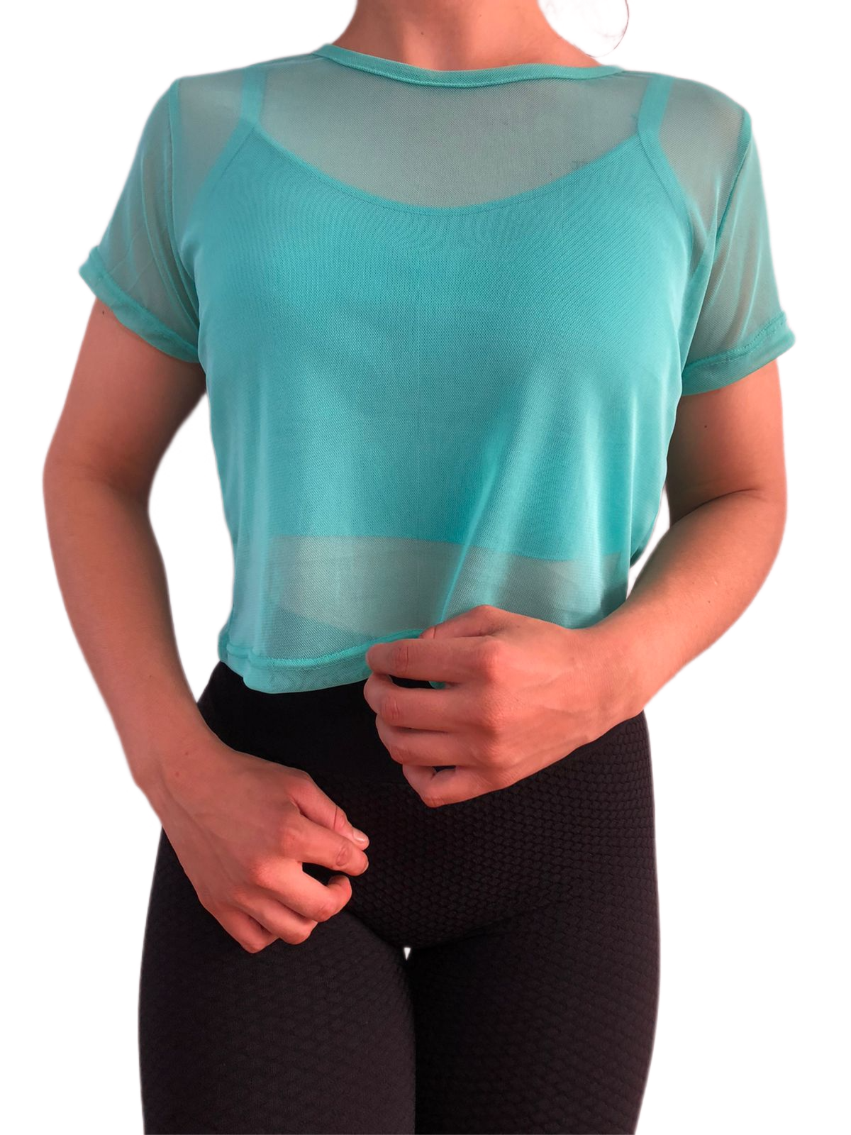 Blusa Transparencia Camiseta Manga Corta Malla Mesh