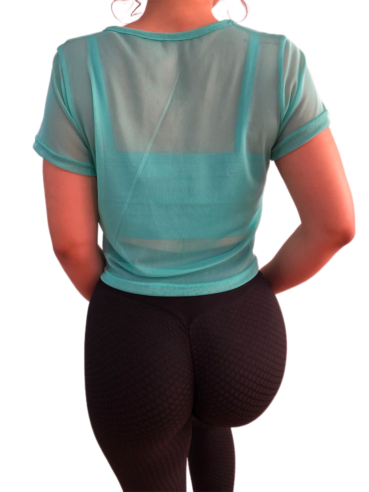 Blusa Transparencia Camiseta Manga Corta Malla Mesh
