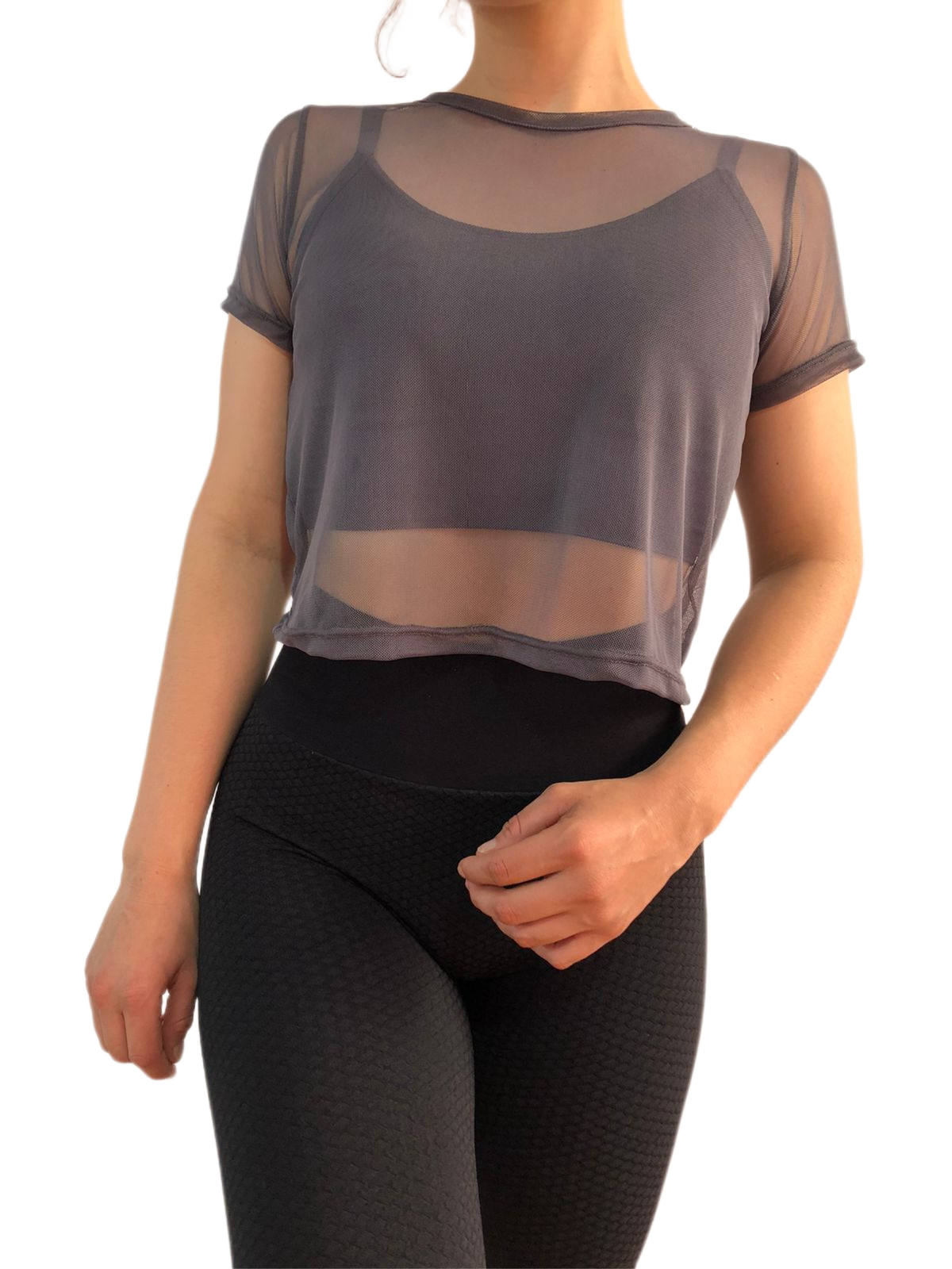 Blusa Transparencia Camiseta Manga Corta Malla Mesh