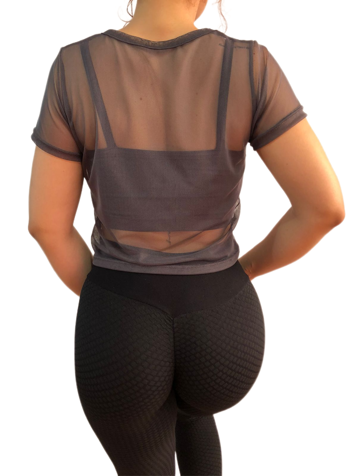 Blusa Transparencia Camiseta Manga Corta Malla Mesh