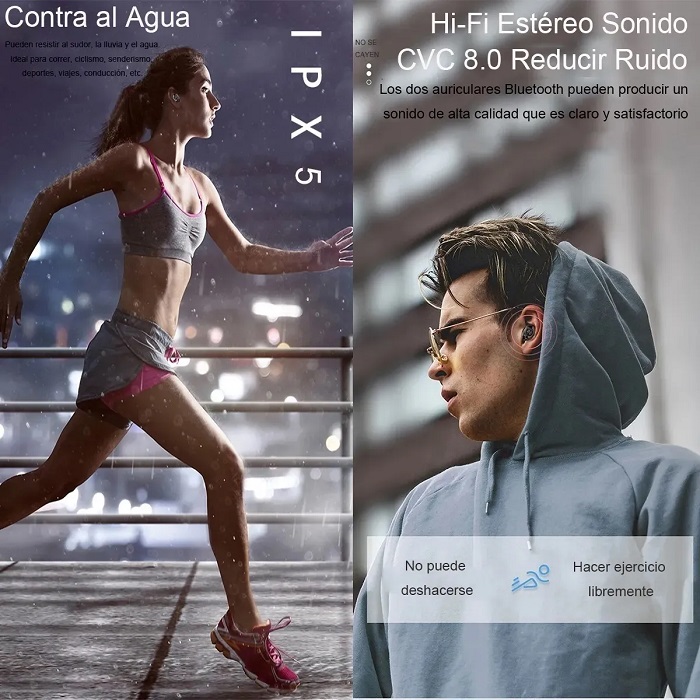 Audífonos Inalámbricos Con Bluetooth Resistentes Al Agua Negros