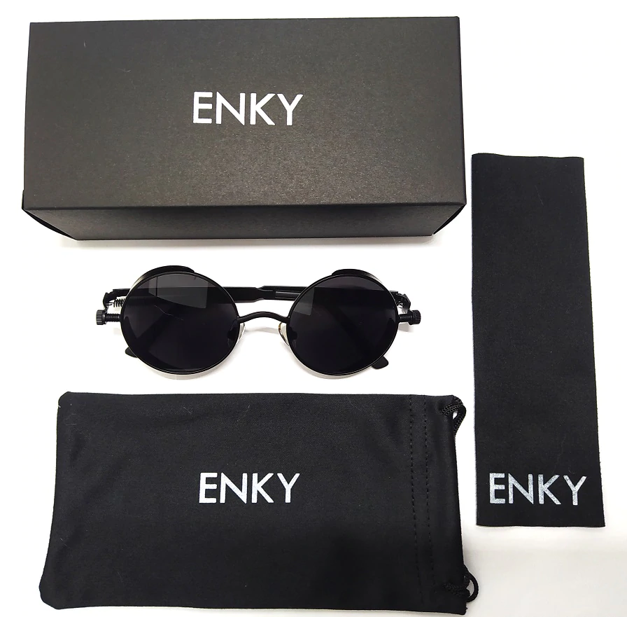 Lentes de Sol Redondos Estilo Steampunk Vintage Unisex Con Filtro UV400 ENKY