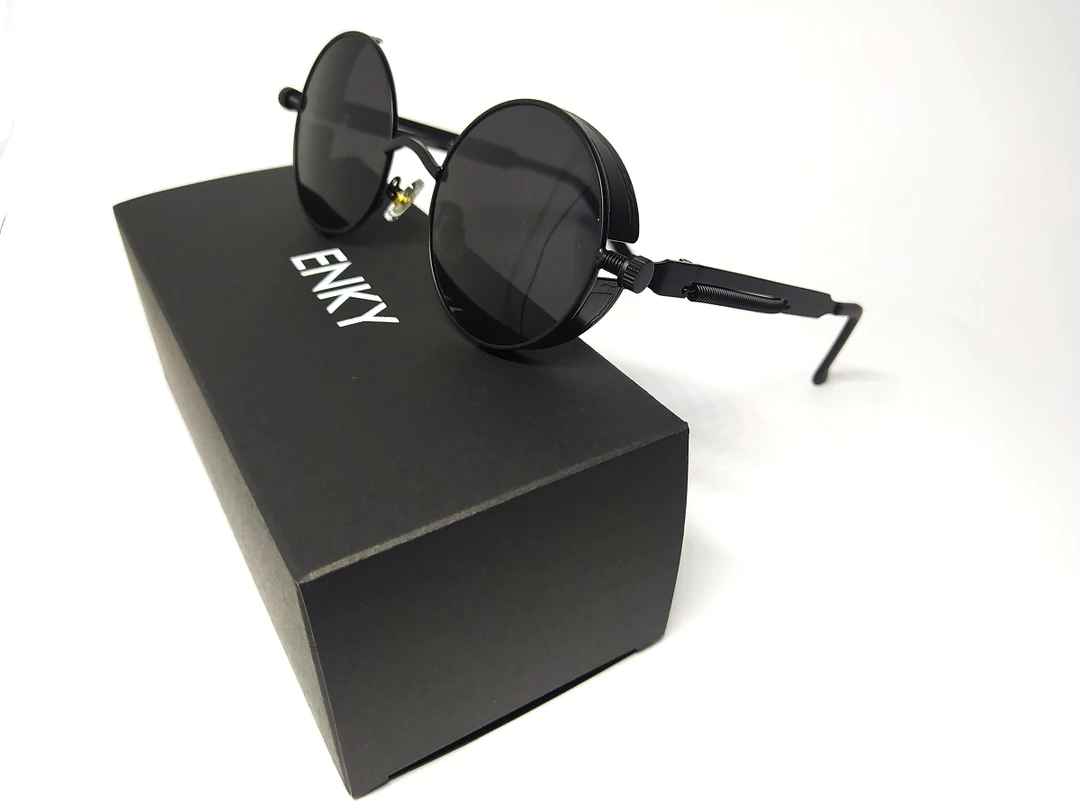Lentes de Sol Redondos Estilo Steampunk Vintage Unisex Con Filtro UV400 ENKY