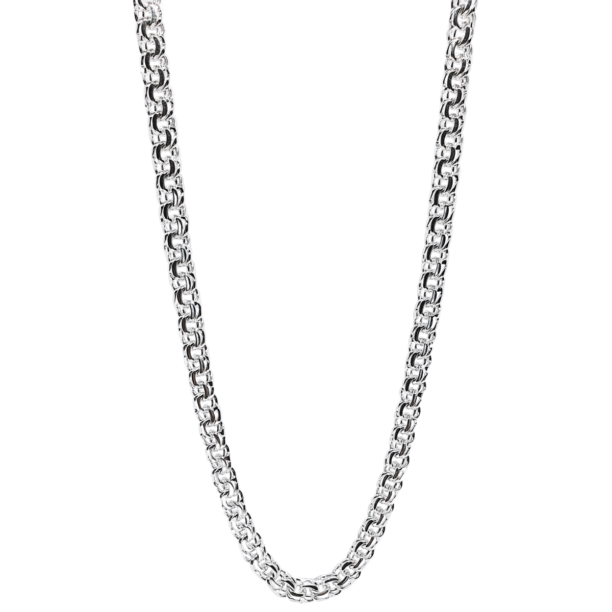 Cadena de plata .925 tejido chino, para hombre con broche de caja, incluye caja de regalo