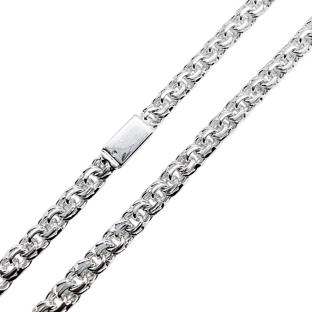 Cadena de plata .925 tejido chino, para hombre con broche de caja, incluye caja de regalo