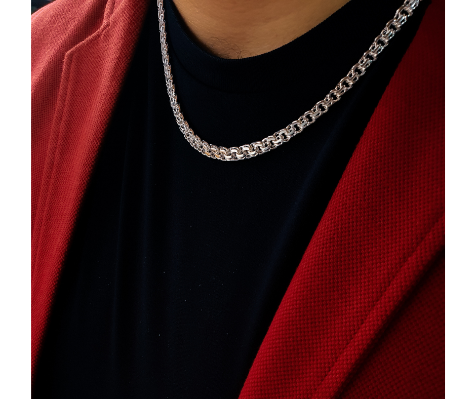 Cadena de plata .925 tejido chino, para hombre con broche de caja, incluye caja de regalo