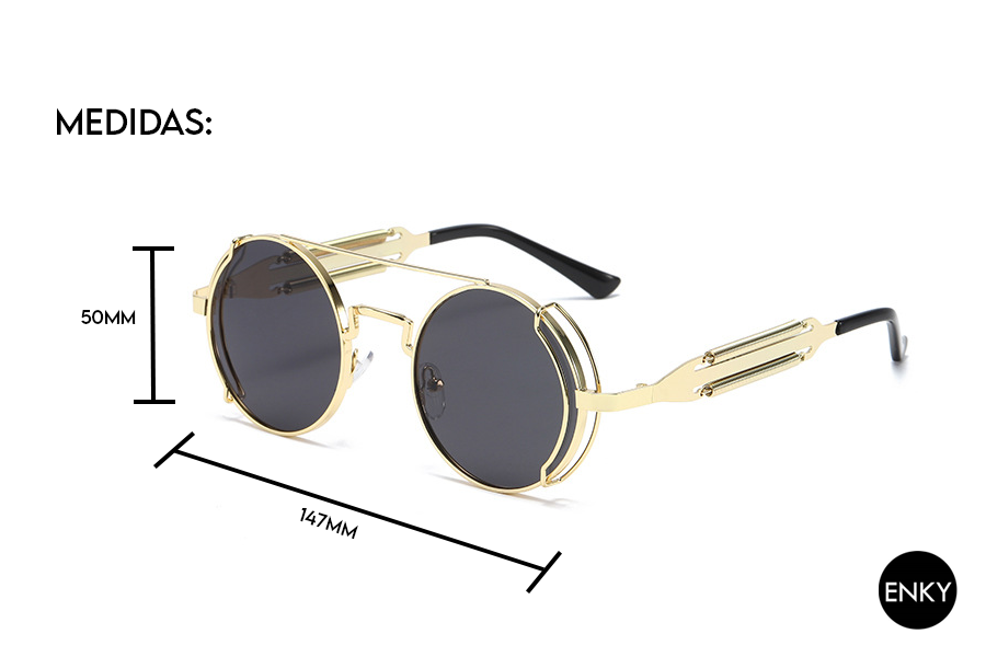 Lentes de Sol Luxury Gafas Steampunk Redondas Unisex con Filtro UV ENKY  